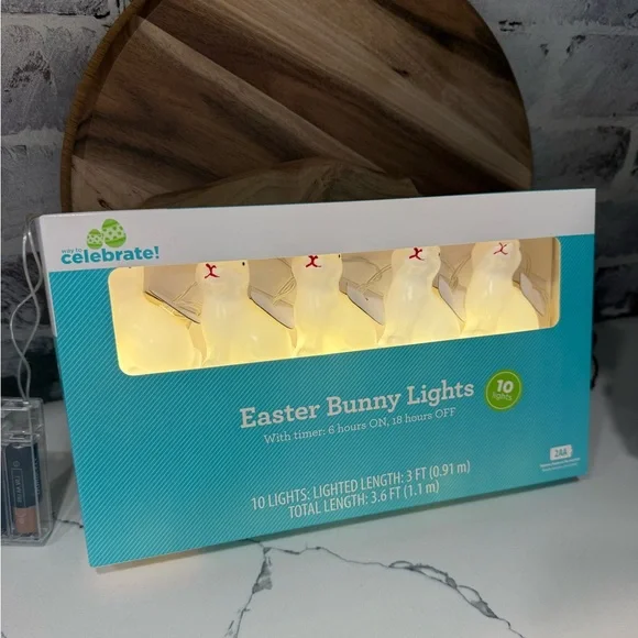 Brand NWT White Easter Bunny String Lights with Timer - Picture 8 of 16